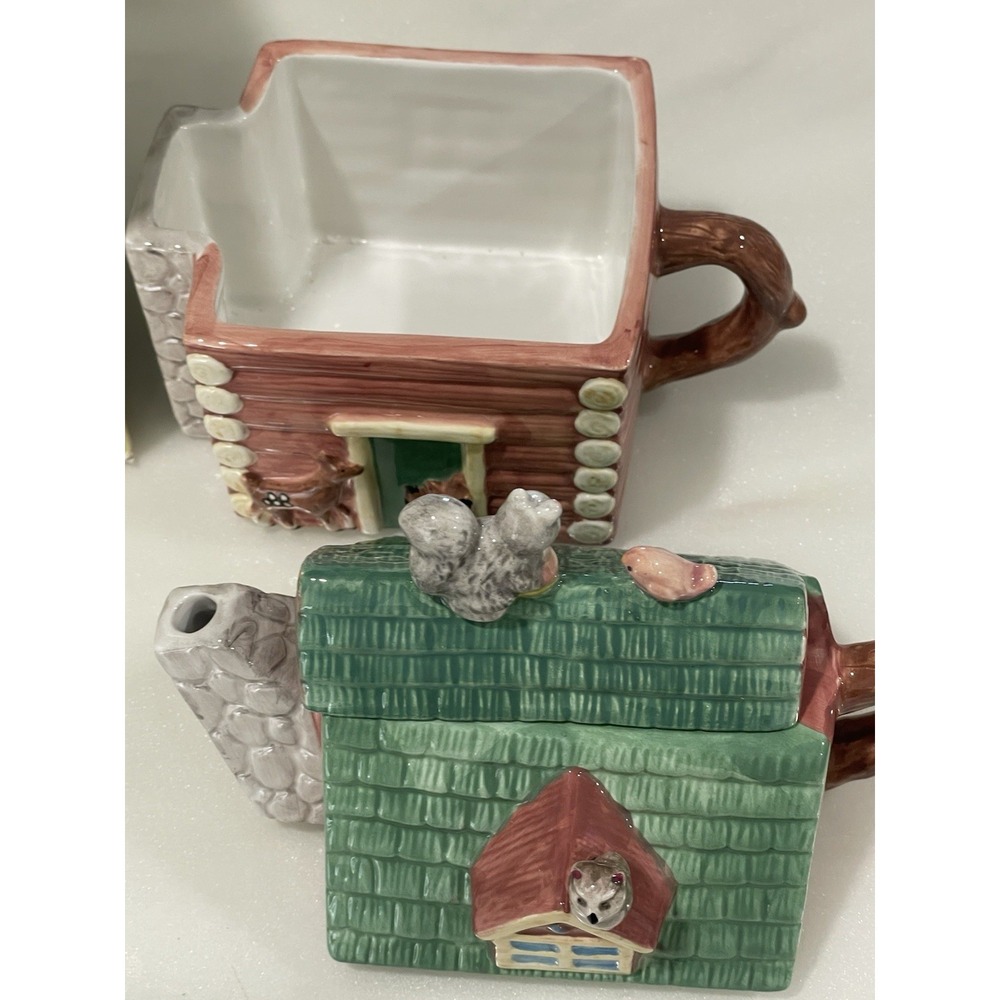 Peggy Jo‎ Ackley Three Piece Teapot Cottagecore Kitch Whimsy w/ Box Fantasy - Picture 4 of 8